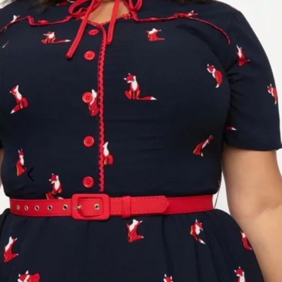 UNIQUE VINTAGE Navy & Fox Print Estelle Swing Dress • size 1X/16 NWT - Picture 3 of 4